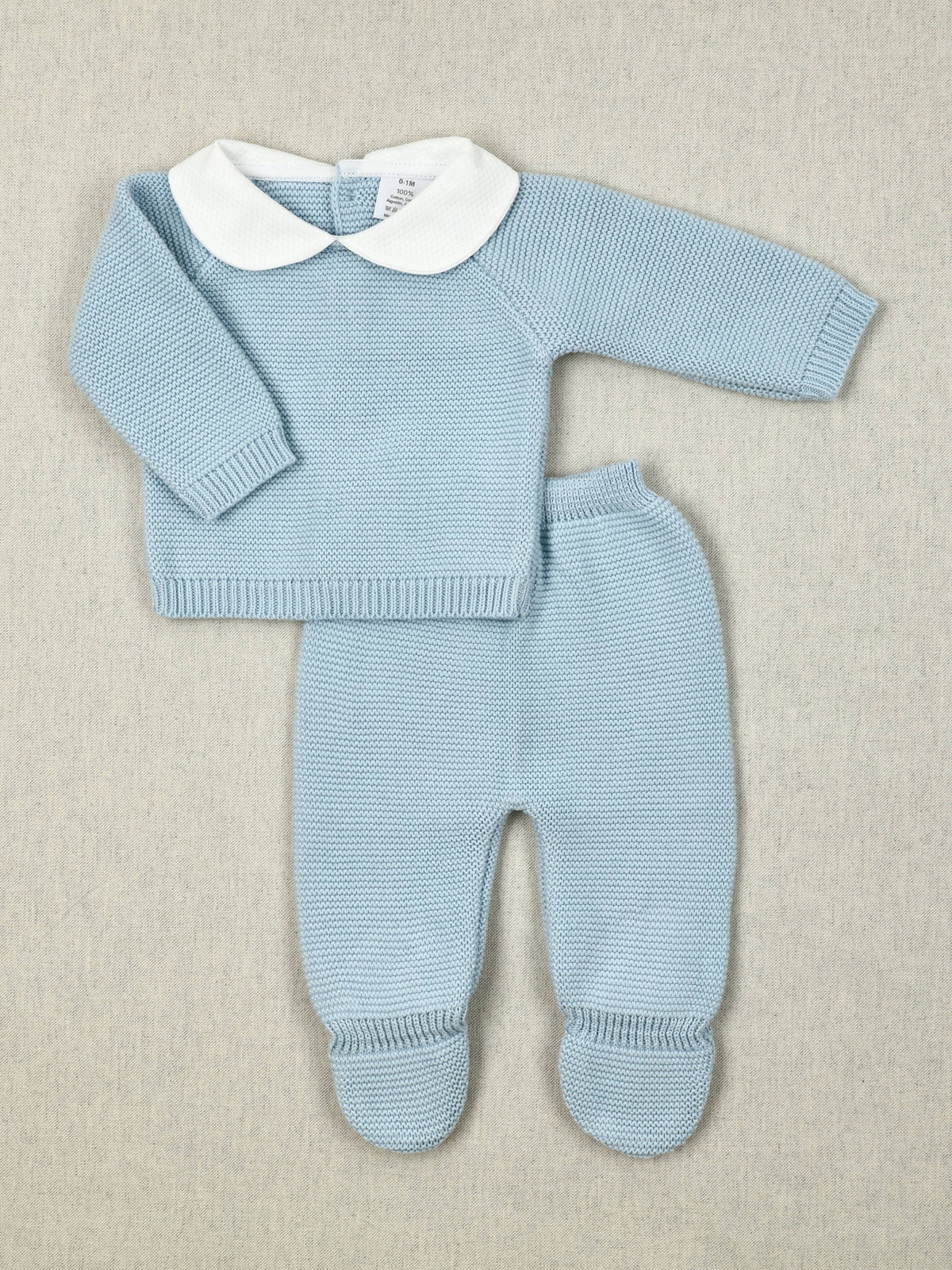 Petit gebreid setje blauw