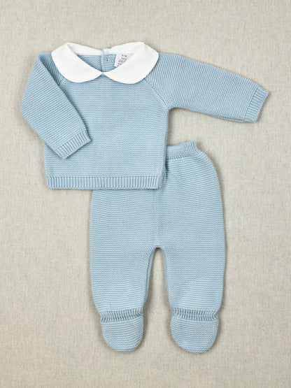 Petit gebreid setje blauw