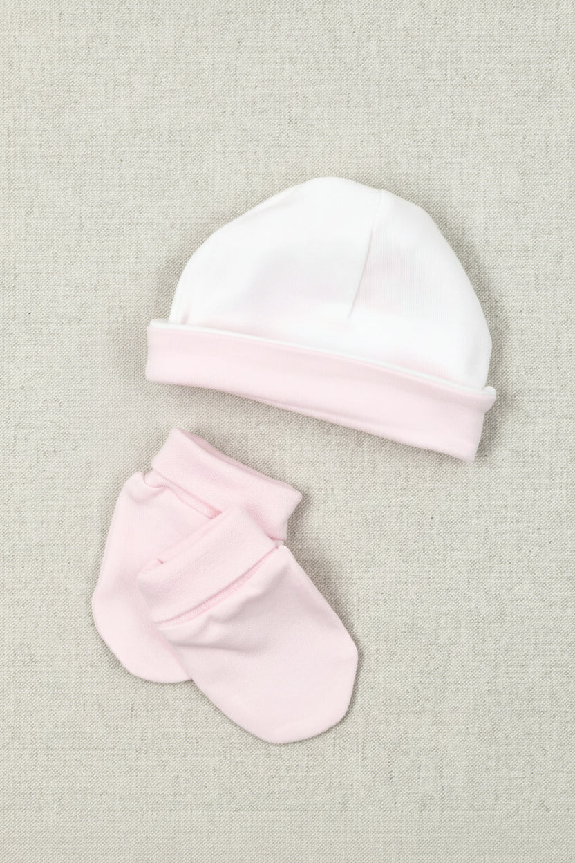 Set muts en handschoenen baby roze