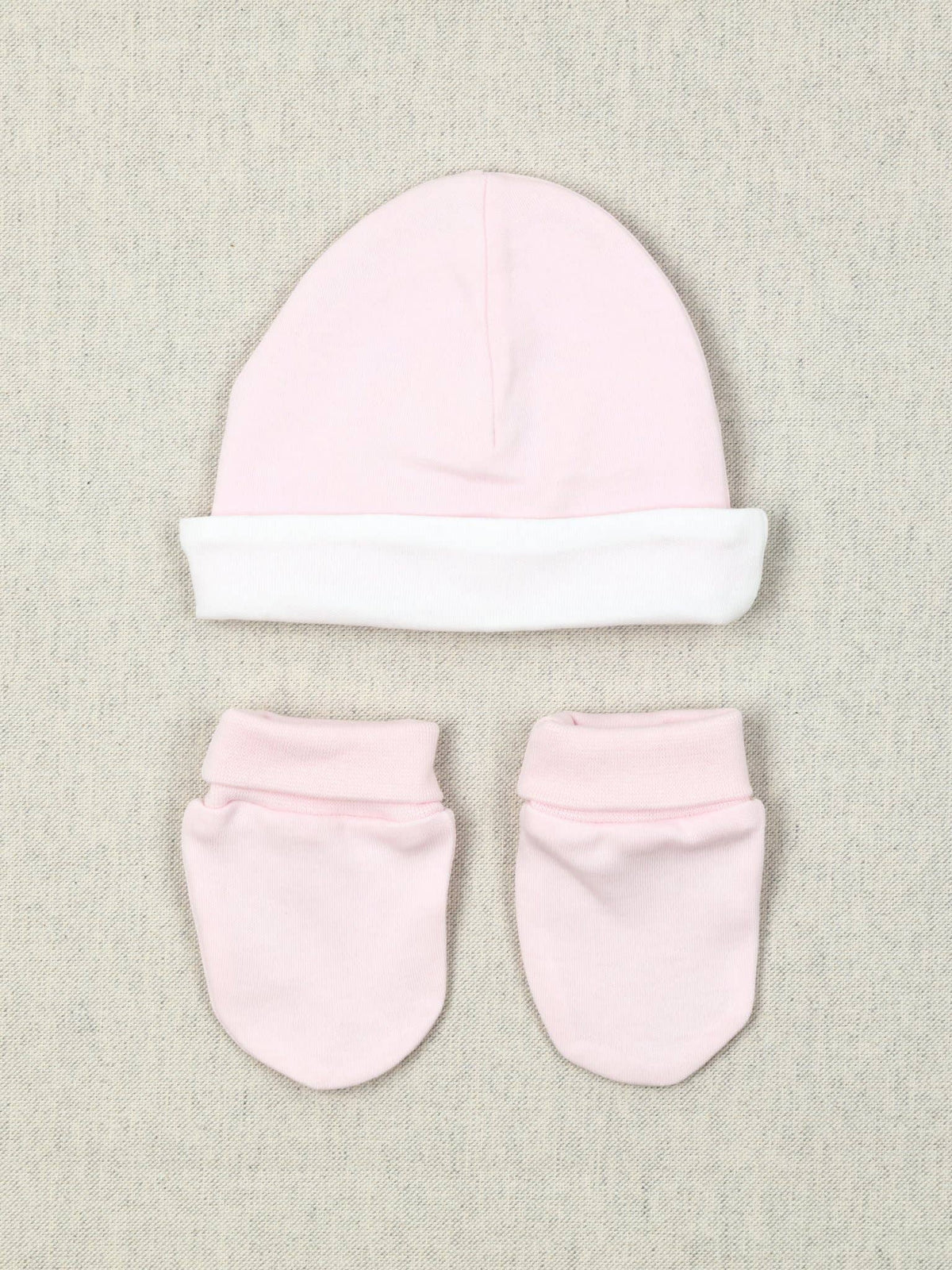 Set muts en handschoenen baby roze