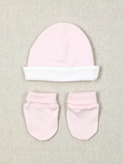 Set muts en handschoenen baby roze