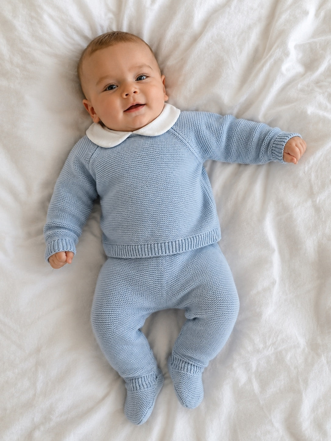 Petit gebreid setje blauw